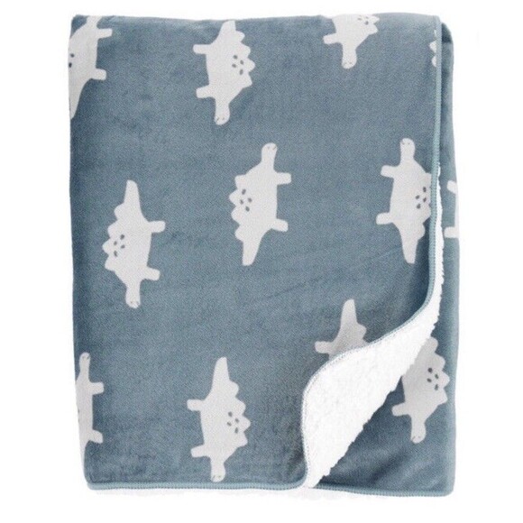Carters Stegosaurus Dinosaur Blanket Minky Sherpa Green 30” X 40”